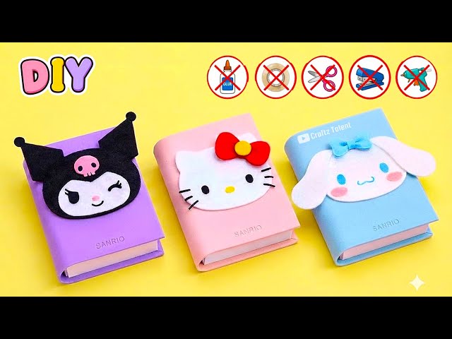 How to make Sanrio Notebook No glue/ Paper craft/ Easy craft idea/ DIY school project/ art and craft