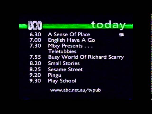 ABC TV - Early Morning Programme Schedule (mid-June 1998)