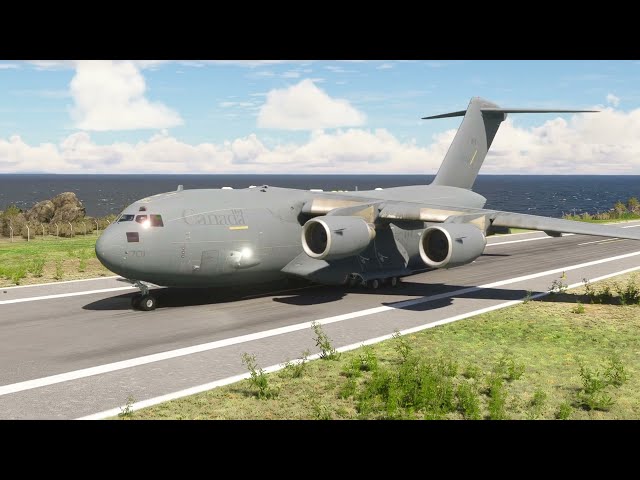 Extremely Dangerous takeoff of a C17 GLOBEMASTER CANADA At Shorts Airport