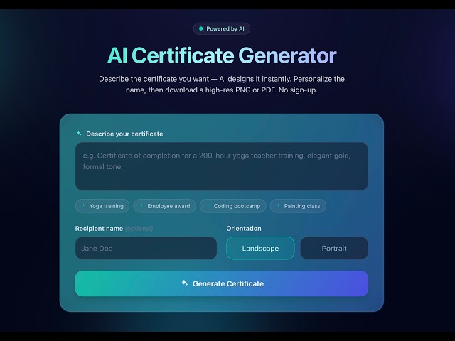Free AI Certificate Generator — Make One in 60 Seconds