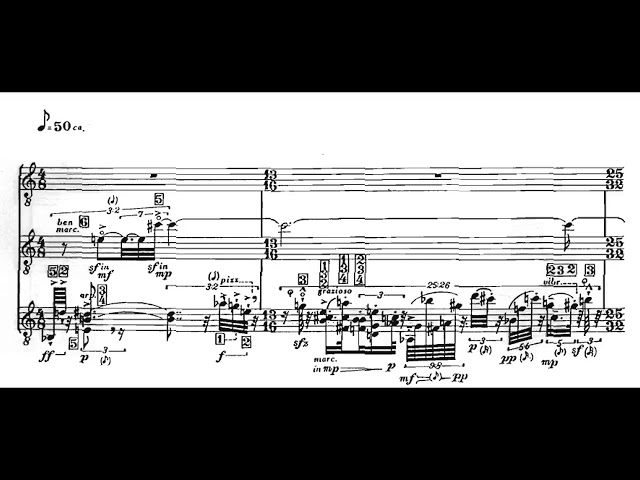 Brian Ferneyhough - Kurze Schatten II for Guitar (Score video)