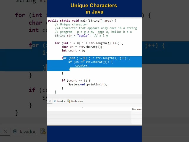 Unique Characters in Java #java #javaforbeginners #javainterviewquestions #automationtesting