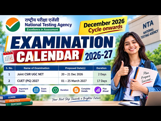 CSIR NET December 2026 Exam Date OUT | NTA Exam Calendar 2026-27. #csirnet