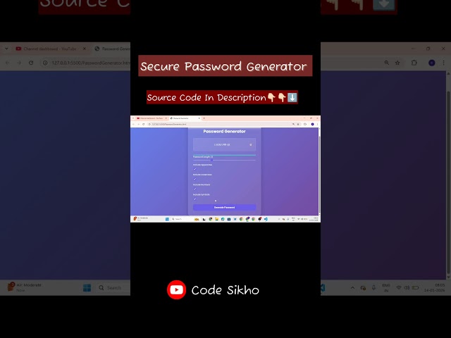 Secure Password Generator using HTML CSS & JavaScript 😍 | Web Dev Shorts