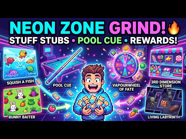 PIXELS︱ NEON ZONE GAME LOOP EXPLAINED! 🎮 | Grind Stuff Stubs, Pool Cues & Rewards! 🎱🎰︱