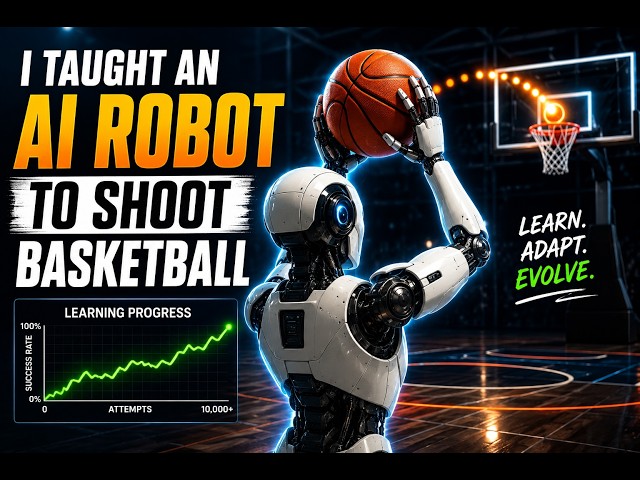 I Taught an AI Robot to Shoot Basketball... It Learned From Every Miss 🤖🏀