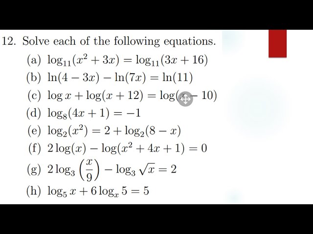 SOLVING LOGARITHMIC EQUATIONS