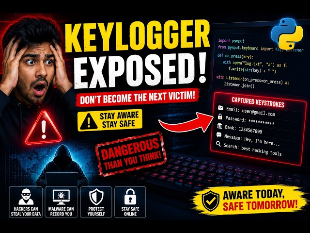 Python Keylogger Explained 😱 | How Hackers Steal Keystrokes & How to Stay Safe | #python #keylogger