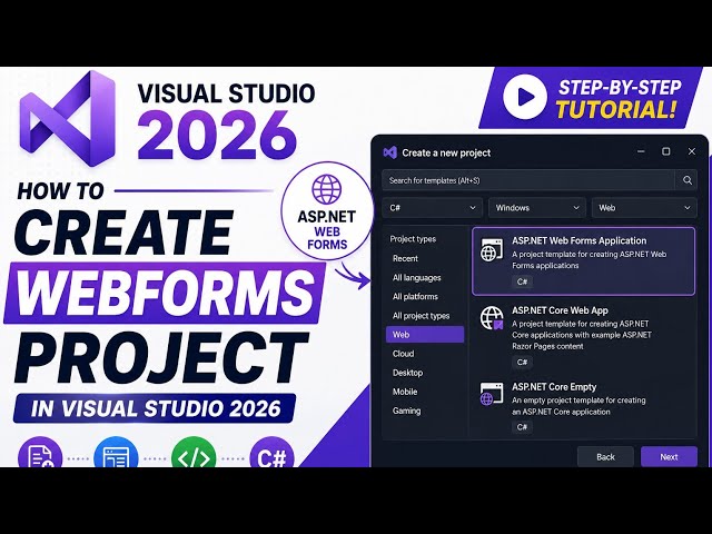 How to Create Your First Web Forms Project in Visual Studio 2026