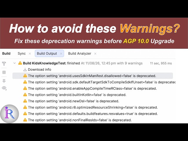 Fix the deprecated property warning that will be removed in version 10.0 of Android Gradle Plugin
