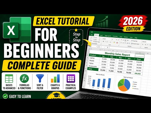 Excel Tutorial for Beginners | Complete Guide 2026