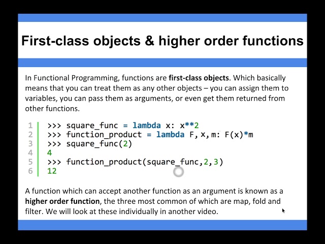 Functional Programming - First class objects & higher order functions