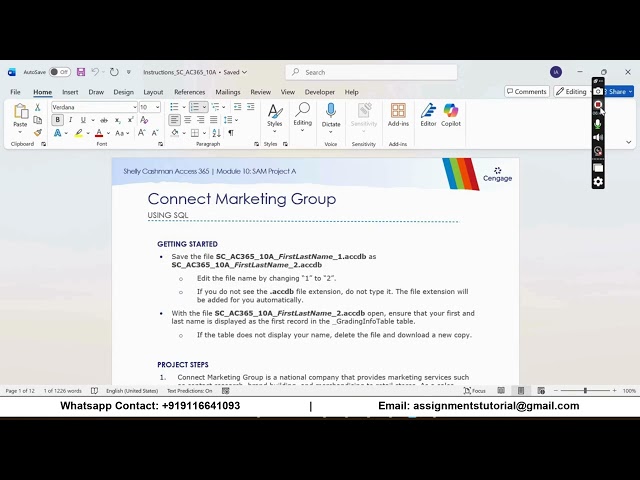 Shelly Cashman Access 365 | Module 10: SAM Project A Connect Marketing Group
