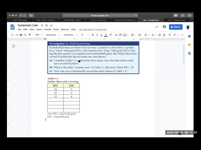 Problem Solving and Systematic Lists