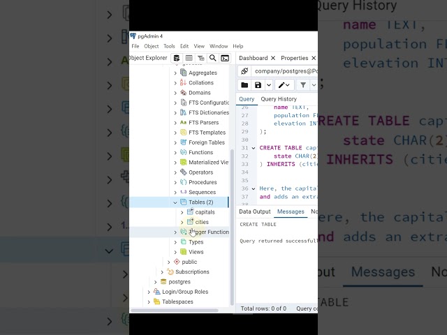 How To Verify Inheritance Tables In PostgreSQL Using pgAdmin || Best PostgreSQL Tutorial Shorts