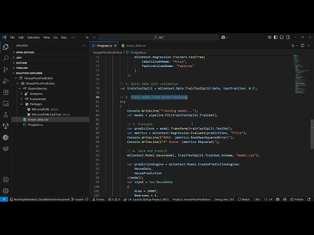 ML.NET House Price Prediction (Dotnet Core)