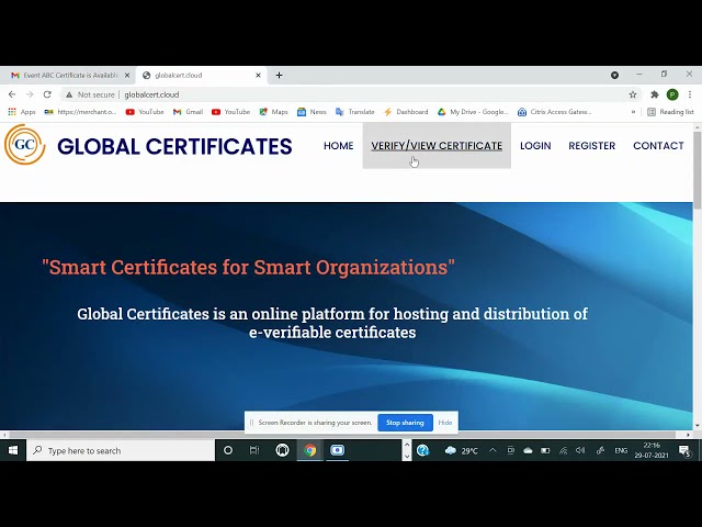 Certificate Viewing and Downloading Tutorial Video on Global Certificates