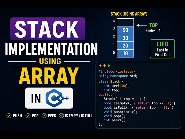 Stack implementation using Array in C++