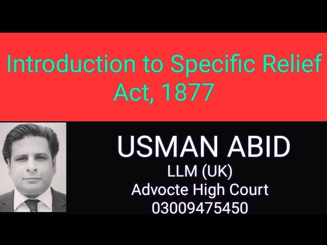 introduction to Specific relief Act 1877