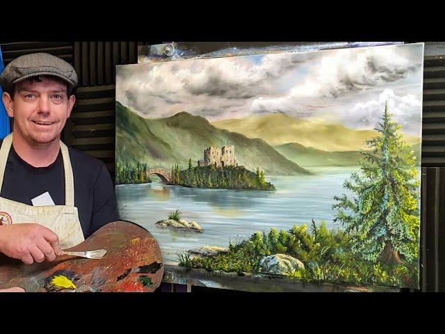 Scottish Castle and Loch - step by step landscape painting tutorial
