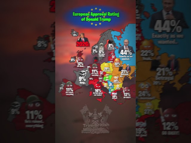 European Approval Rating of Donald Trump 🇪🇺😳 #mapping #geography #history #europe #usa #trump