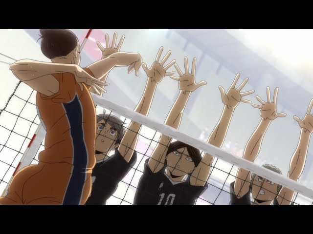 Azumane Asahi's Powerful Incomplete Spike Vs 3 Blockers | Haikyuu!! To the Top