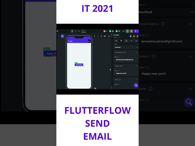 FLUTTERFLOW - CREATE BUTTON FOR LINK SEND EMAIL #flutter #flutterflow #videotutorial #shorts
