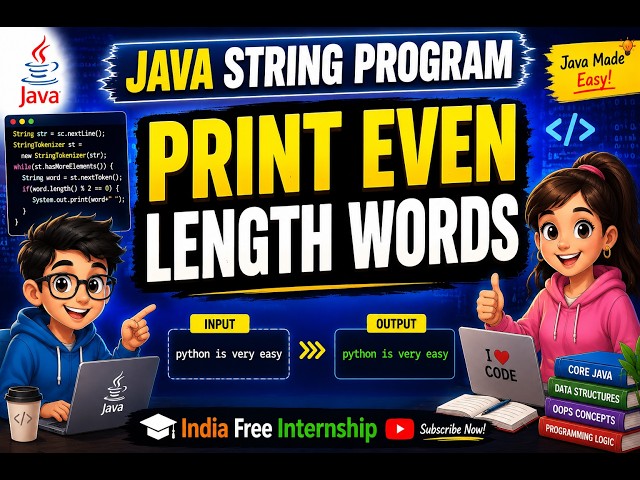 find Even Length Words in a String | StringTokenizer  Java Coding Interview Question