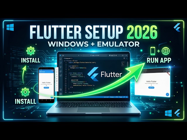 Install Flutter on Windows & Run First App | VS Code + Android Emulator (Step-by-Step) | 2026