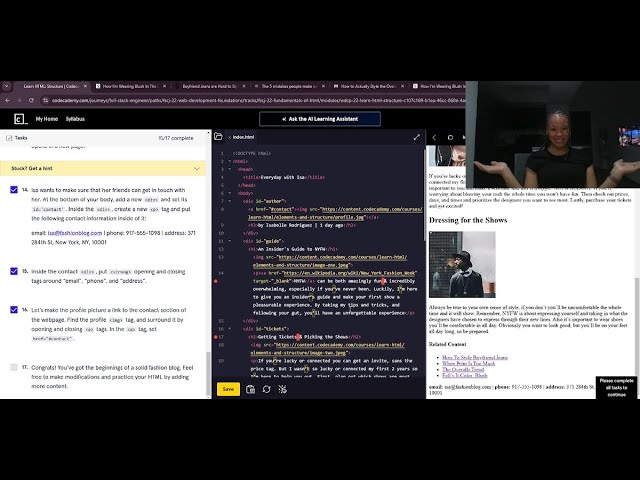 HTML for Beginners | Building a Blog Using Codecademy