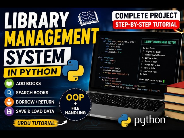 Python Library Management System in Python | Complete OOP Project with File Handling | Urdu