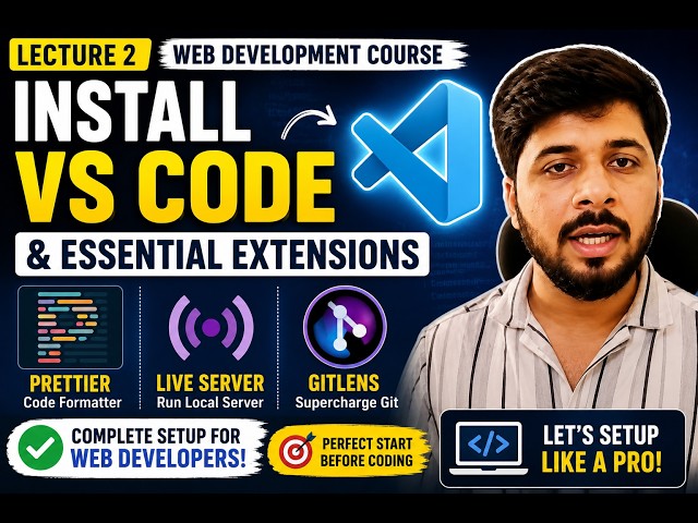 VS Code Setup for Beginners | Install Live Server, Prettier & GitLens