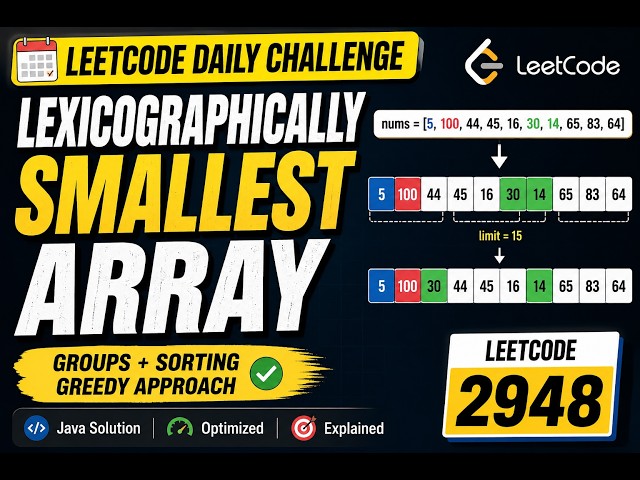 LeetCode 2948 – Lexicographically Smallest Array | LeetCode Daily Challenge | Java | Tamil