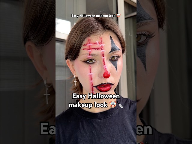 Easy Halloween makeup look 🤡🔪 #makeup #halloween #halloweenmakeup #makeuptutorial