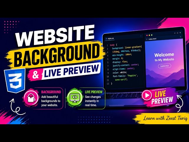 CSS Website Background & Live Preview | Add Beautiful Backgrounds in HTML & CSS