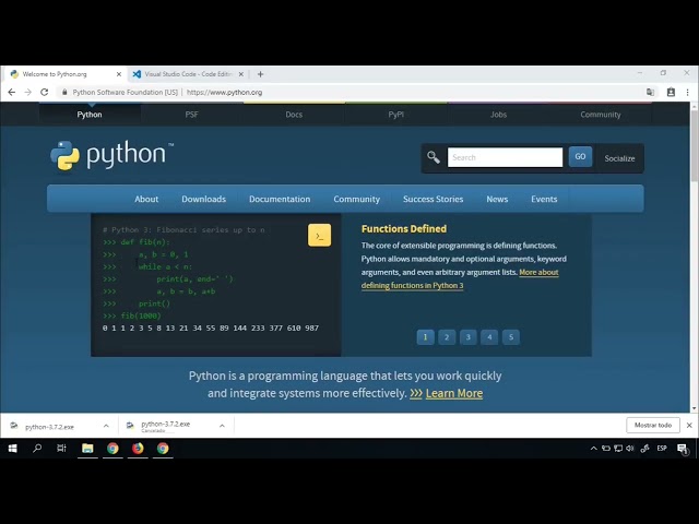 Cómo descargar e instalar Python y VS Code.