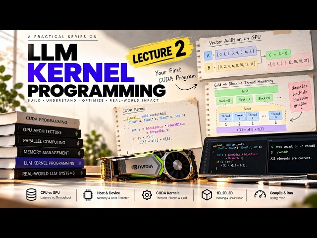 CUDA Lecture 2: Your First CUDA Program | Threads, Blocks & GPU Parallelism