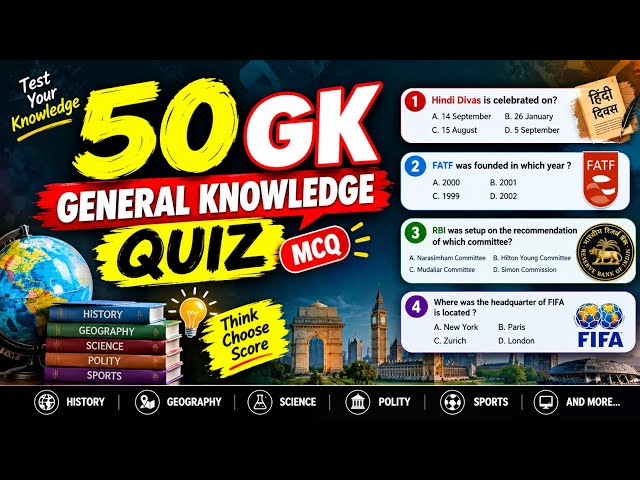 Most important GK MCQs for compitative exams 🌎 