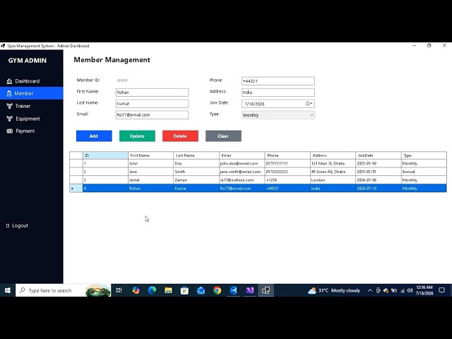 C# Full Project(Gym Management System) with Source Code
