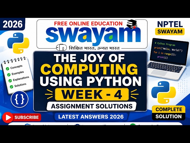The Joy of Computing Using Python Week 4 Assignment Solutions 2026 | NPTEL SWAYAM | MCQ Answers