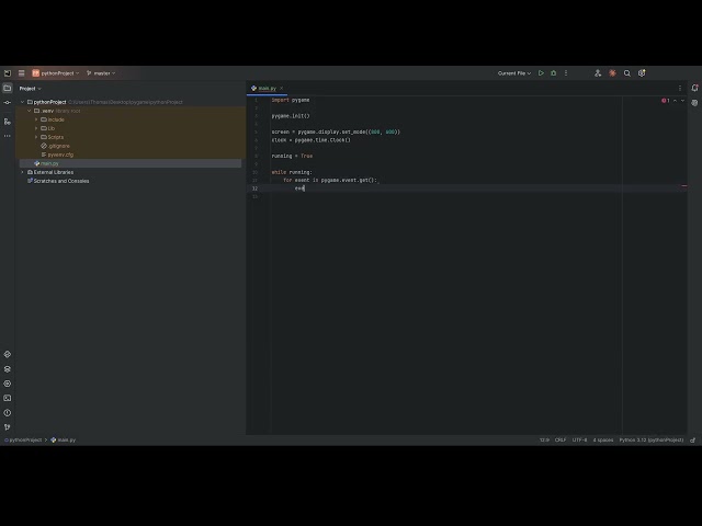 How to set up a quick pygame program for game prototypings