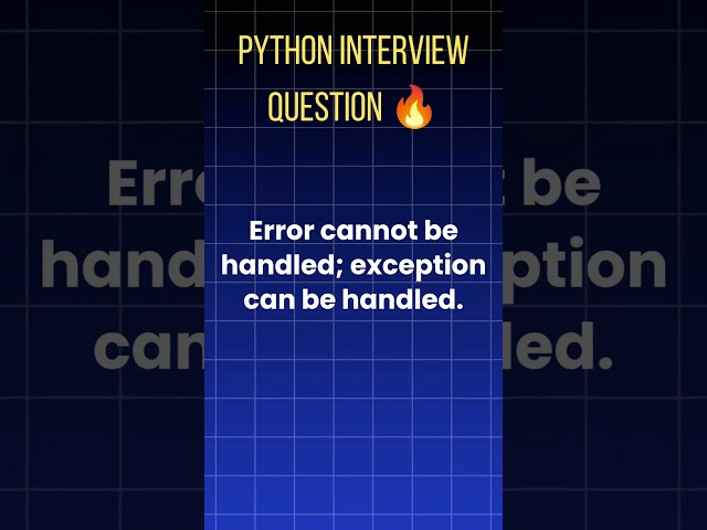 Python Interview Question 🔥 Difference Between Error and Exception | SSLABS