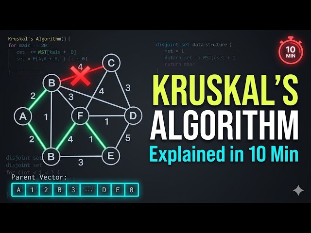Kruskal's Algorithm explained in 10 min