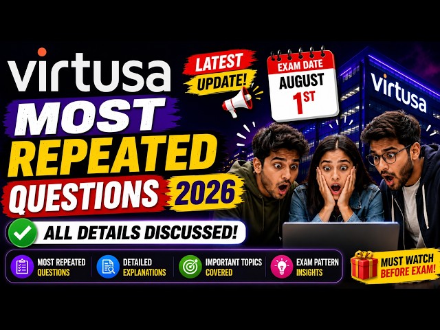 #11 Virtusa Complete Questions & Answers 💀😍 | Oncampus Assessment Test 2027