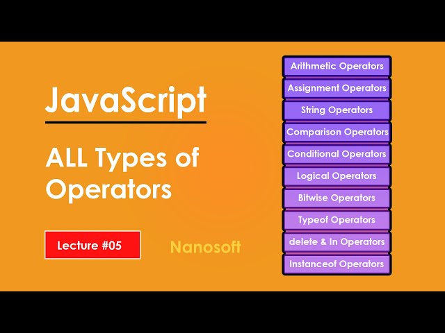 Learn JavaScript | All Types of JavaScript Operators | Lecture #5 | Nanosoft