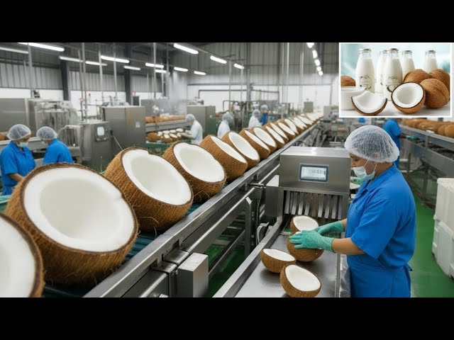 How Coconuts Are Turned into Delicious & Premium Coconut Milk Full Process Factory Secrets