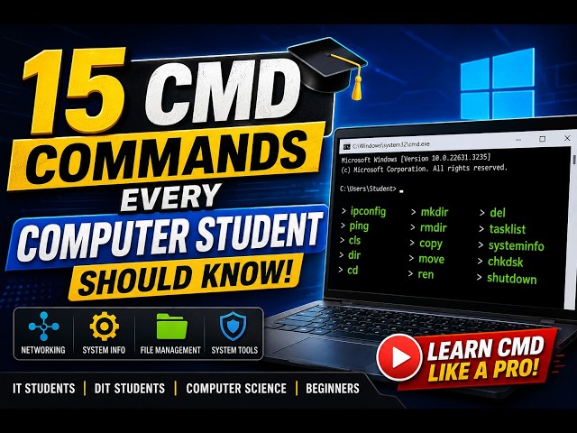 15 CMD Commands Every Computer Student Should Know! 🔥 | Windows CMD Tutorial