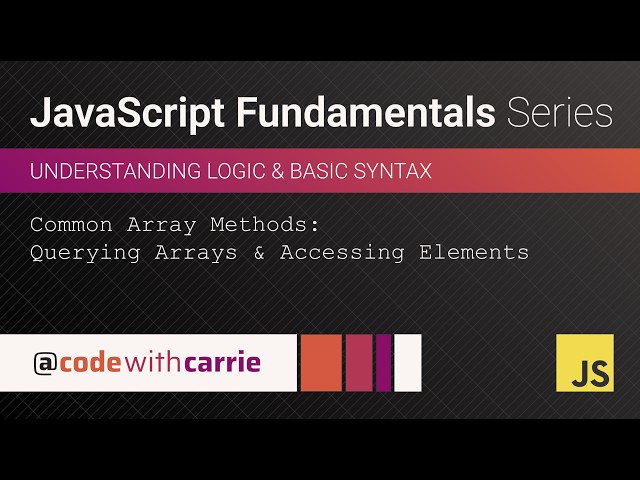 Array Methods: Querying Arrays and Accessing Elements | JavaScript Fundamentals Series