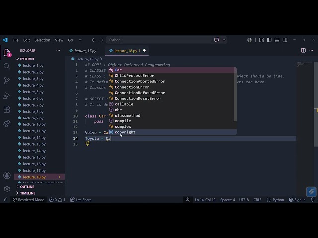 Lecture 18 | Python Bootcamp | Object-Oriented Programming
