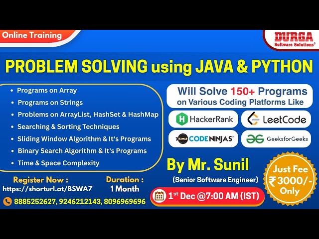 PROBLEM SOLVING Using JAVA & PYTHON Online Training @ DURGASOFT